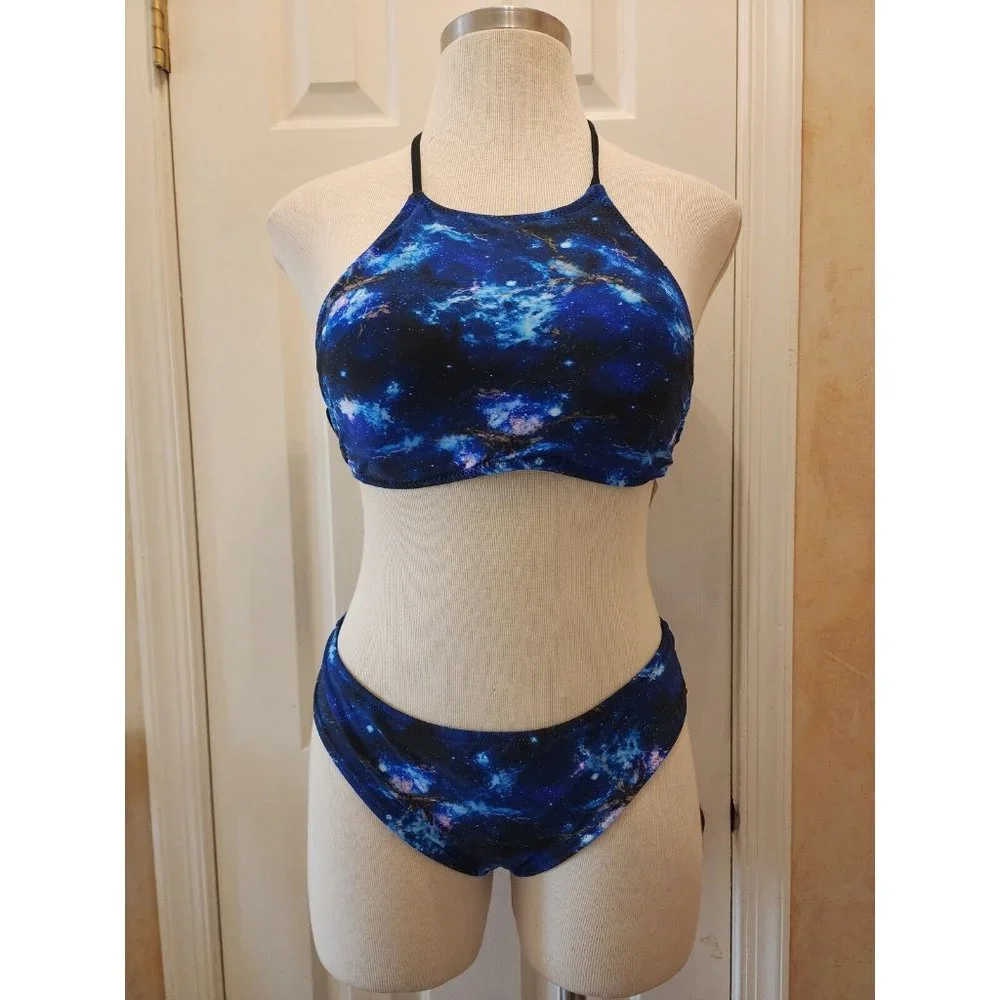 Hot Topic Galaxy Reversible Brazilian Swim Bikini Bottoms Large NWT‎